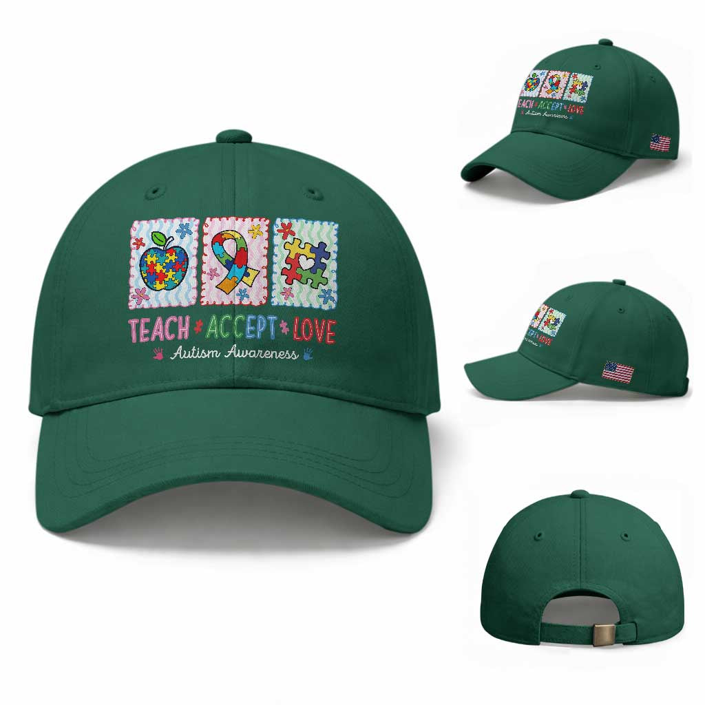 Autism Acceptance Support Baseball Cap Teach Accept Love