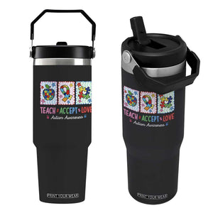Autism Acceptance Support Flip Straw Tumbler Teach Accept Love