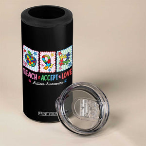 Autism Acceptance Support 4 in 1 Can Cooler Tumbler Teach Accept Love