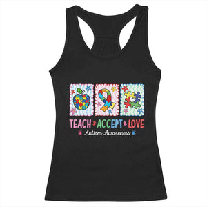 Autism Acceptance Support Racerback Tank Top Teach Accept Love