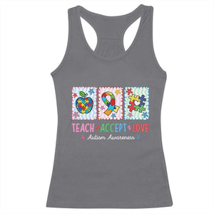 Autism Acceptance Support Racerback Tank Top Teach Accept Love