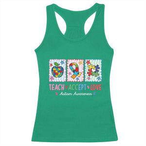 Autism Acceptance Support Racerback Tank Top Teach Accept Love