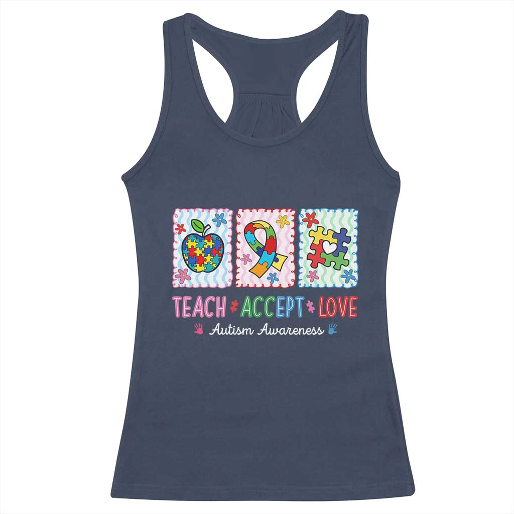Autism Acceptance Support Racerback Tank Top Teach Accept Love