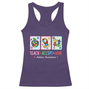 Autism Acceptance Support Racerback Tank Top Teach Accept Love