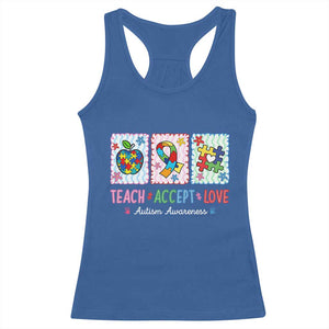 Autism Acceptance Support Racerback Tank Top Teach Accept Love