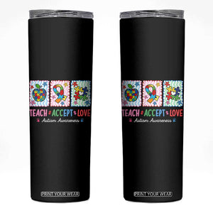 Autism Acceptance Support Skinny Tumbler Teach Accept Love