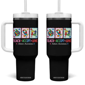 Autism Acceptance Support Tumbler With Handle Teach Accept Love