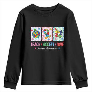 Autism Acceptance Support Youth Sweatshirt Teach Accept Love