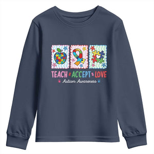 Autism Acceptance Support Youth Sweatshirt Teach Accept Love