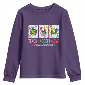Autism Acceptance Support Youth Sweatshirt Teach Accept Love