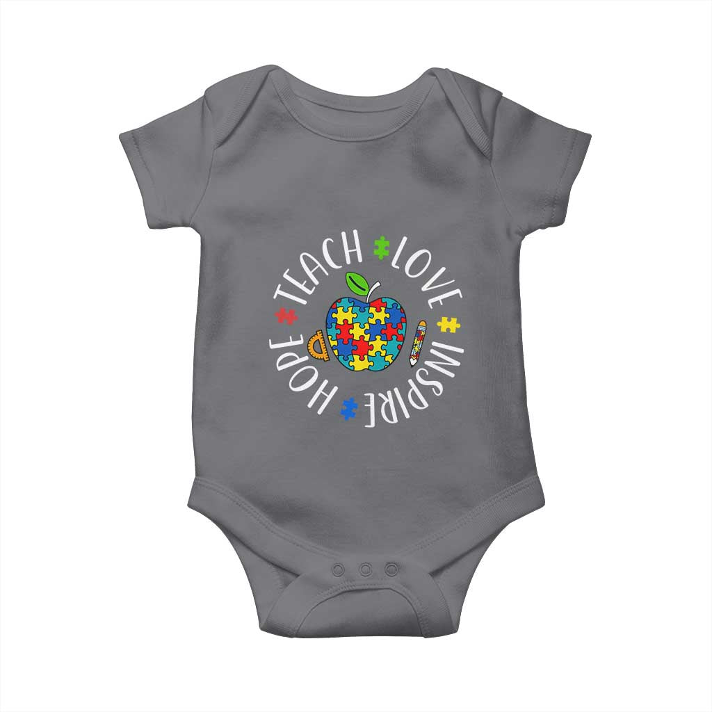 Autism Acceptance Teacher Baby Onesie Teach Love Hope Inspire