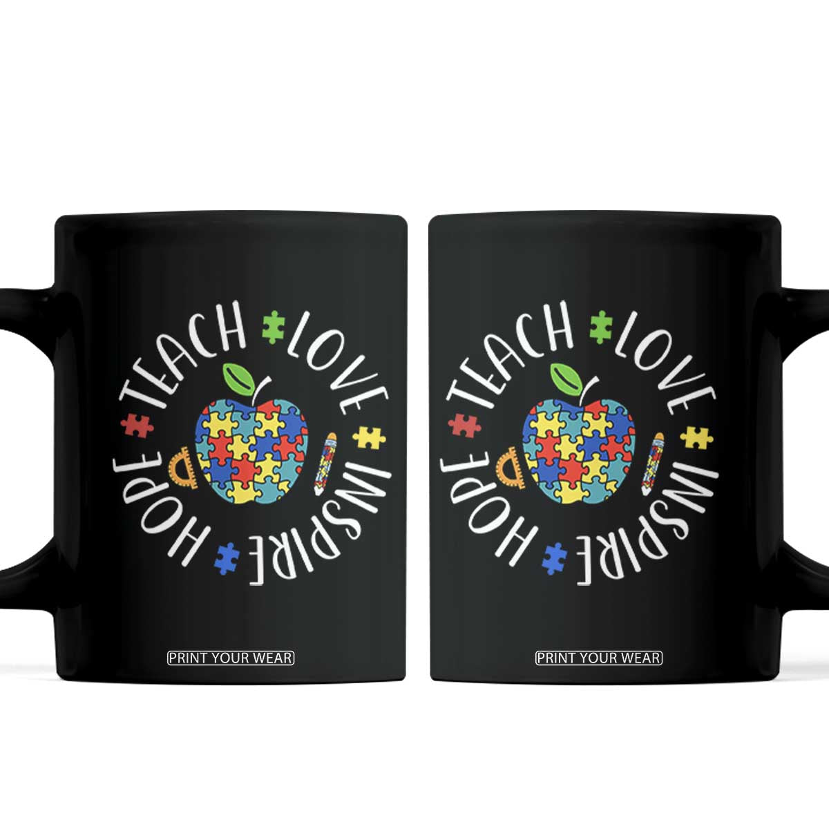 Autism Acceptance Teacher Coffee Mug Teach Love Hope Inspire