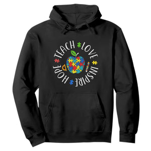 Autism Acceptance Teacher Hoodie Teach Love Hope Inspire