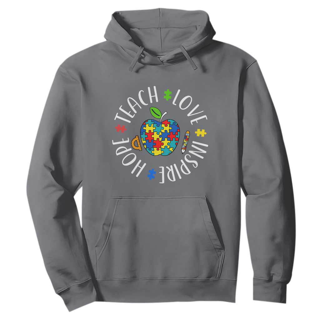 Autism Acceptance Teacher Hoodie Teach Love Hope Inspire