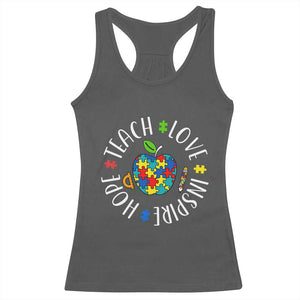 Autism Acceptance Teacher Racerback Tank Top Teach Love Hope Inspire