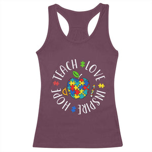 Autism Acceptance Teacher Racerback Tank Top Teach Love Hope Inspire
