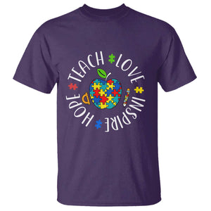 Autism Acceptance Teacher T Shirt Teach Love Hope Inspire