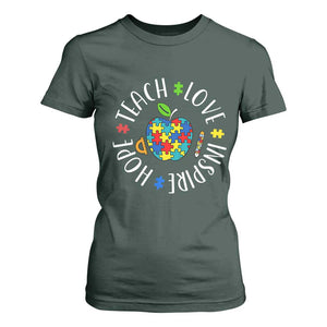 Autism Acceptance Teacher T Shirt For Women Teach Love Hope Inspire