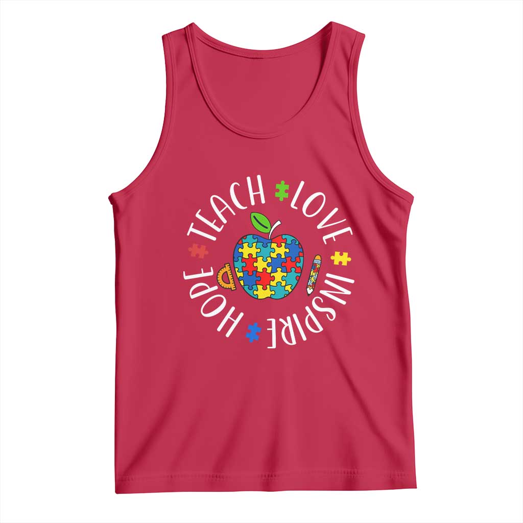Autism Acceptance Teacher Tank Top Teach Love Hope Inspire