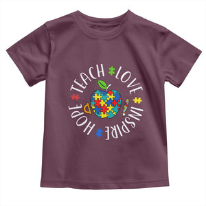 Autism Acceptance Teacher Toddler T Shirt Teach Love Hope Inspire