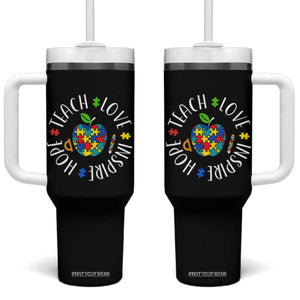 Autism Acceptance Teacher Tumbler With Handle Teach Love Hope Inspire