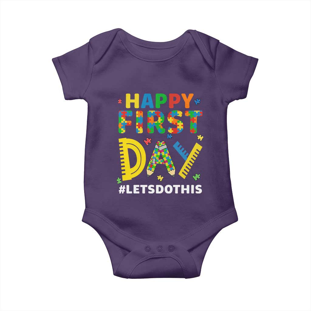 Autism Acceptance Back To School Educator Baby Onesie Happy First Day