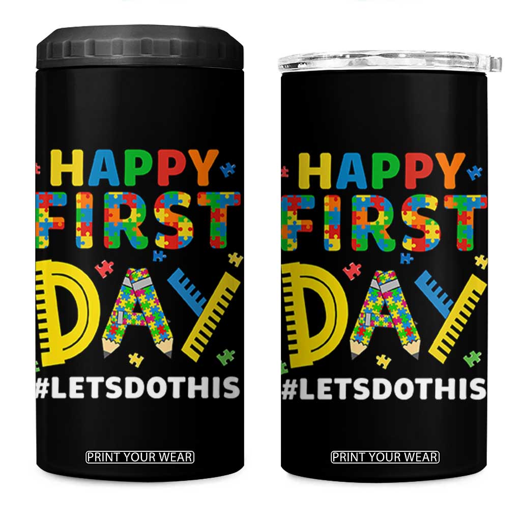 Autism Acceptance Back To School Educator 4 in 1 Can Cooler Tumbler Happy First Day
