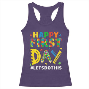 Autism Acceptance Back To School Educator Racerback Tank Top Happy First Day