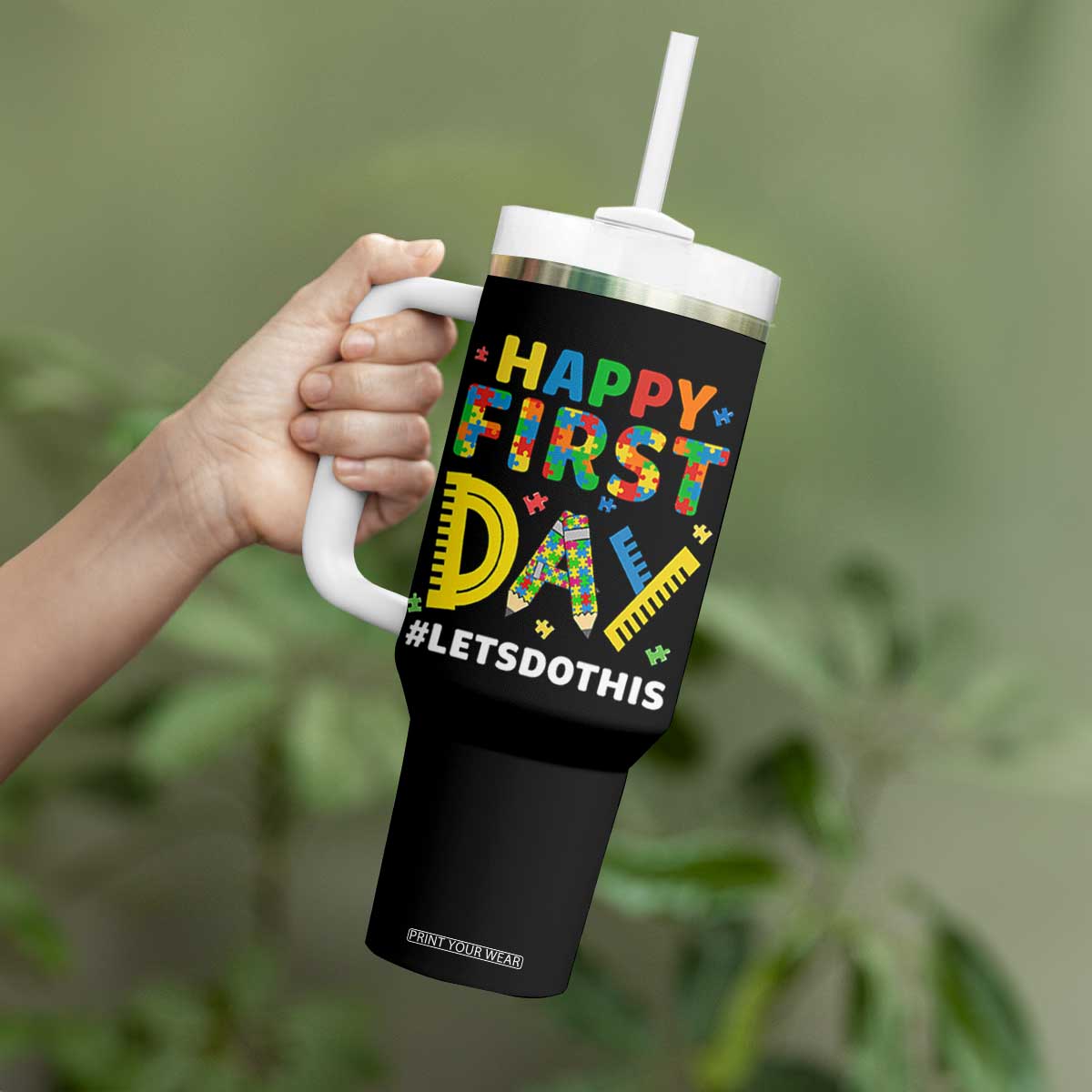 Autism Acceptance Back To School Educator Tumbler With Handle Happy First Day