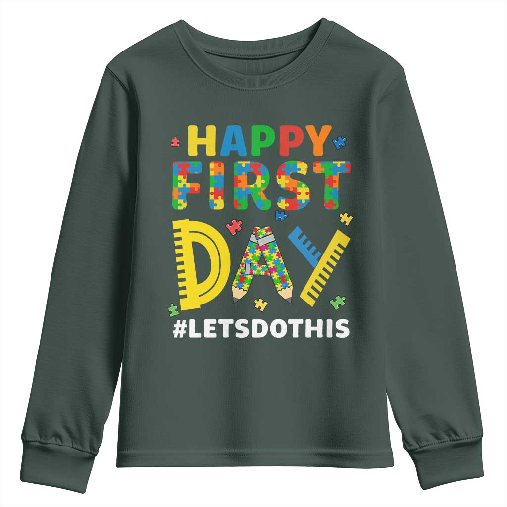 Autism Acceptance Back To School Educator Youth Sweatshirt Happy First Day