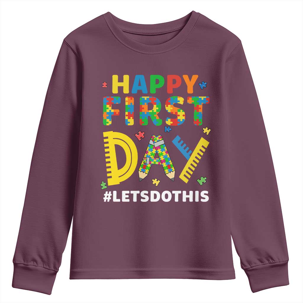 Autism Acceptance Back To School Educator Youth Sweatshirt Happy First Day