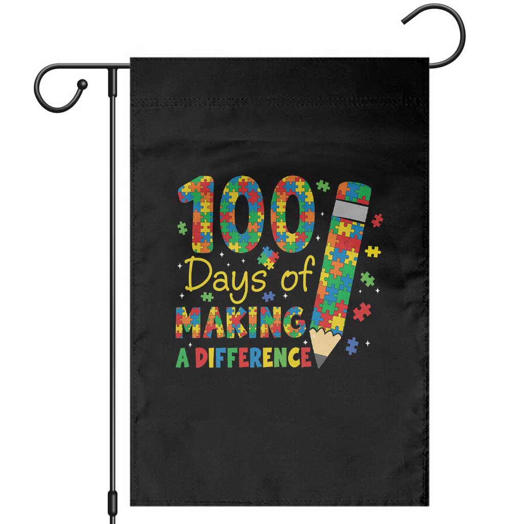 Proud Autism Teacher 100 Days Of School Garden Flag Making A Difference TS12 Black Print Your Wear