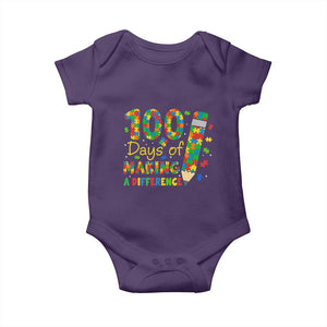 Proud Autism Teacher 100 Days Of School Baby Onesie Making A Difference