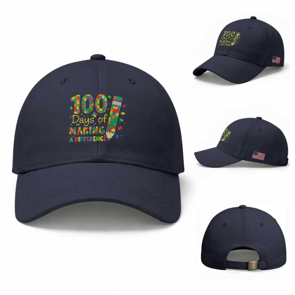 Proud Autism Teacher 100 Days Of School Baseball Cap Making A Difference