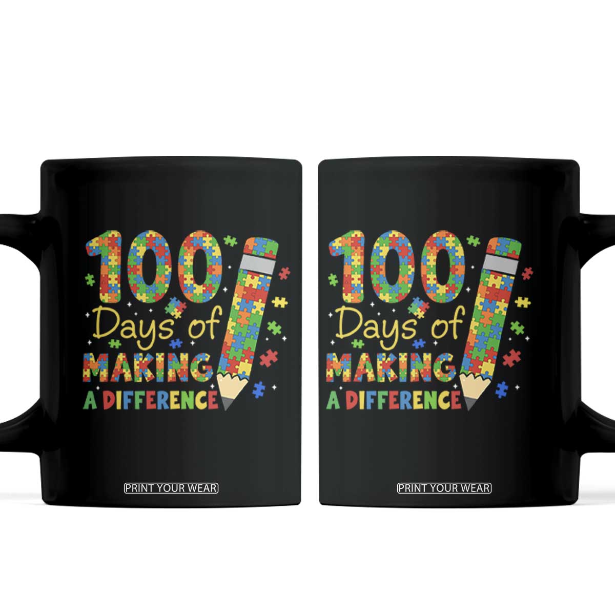 Proud Autism Teacher 100 Days Of School Coffee Mug Making A Difference