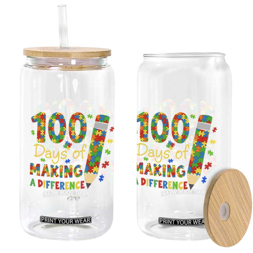 Proud Autism Teacher 100 Days Of School Glass Can Making A Difference