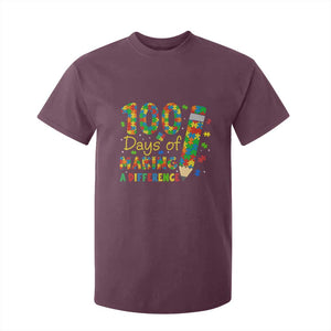 Proud Autism Teacher 100 Days Of School T Shirt For Kid Making A Difference