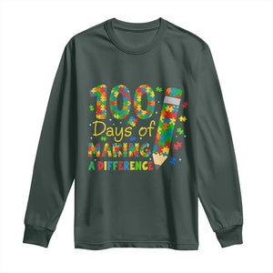Proud Autism Teacher 100 Days Of School Long Sleeve Shirt Making A Difference