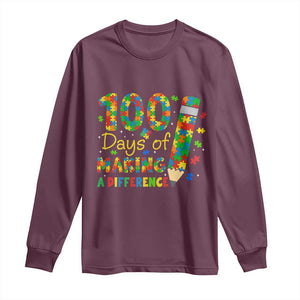 Proud Autism Teacher 100 Days Of School Long Sleeve Shirt Making A Difference