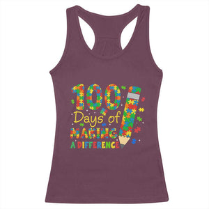 Proud Autism Teacher 100 Days Of School Racerback Tank Top Making A Difference