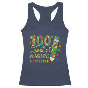 Proud Autism Teacher 100 Days Of School Racerback Tank Top Making A Difference