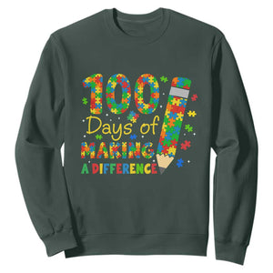 Proud Autism Teacher 100 Days Of School Sweatshirt Making A Difference