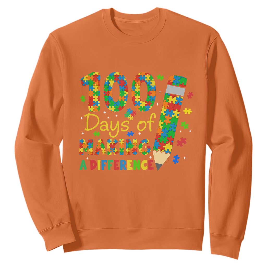 Proud Autism Teacher 100 Days Of School Sweatshirt Making A Difference