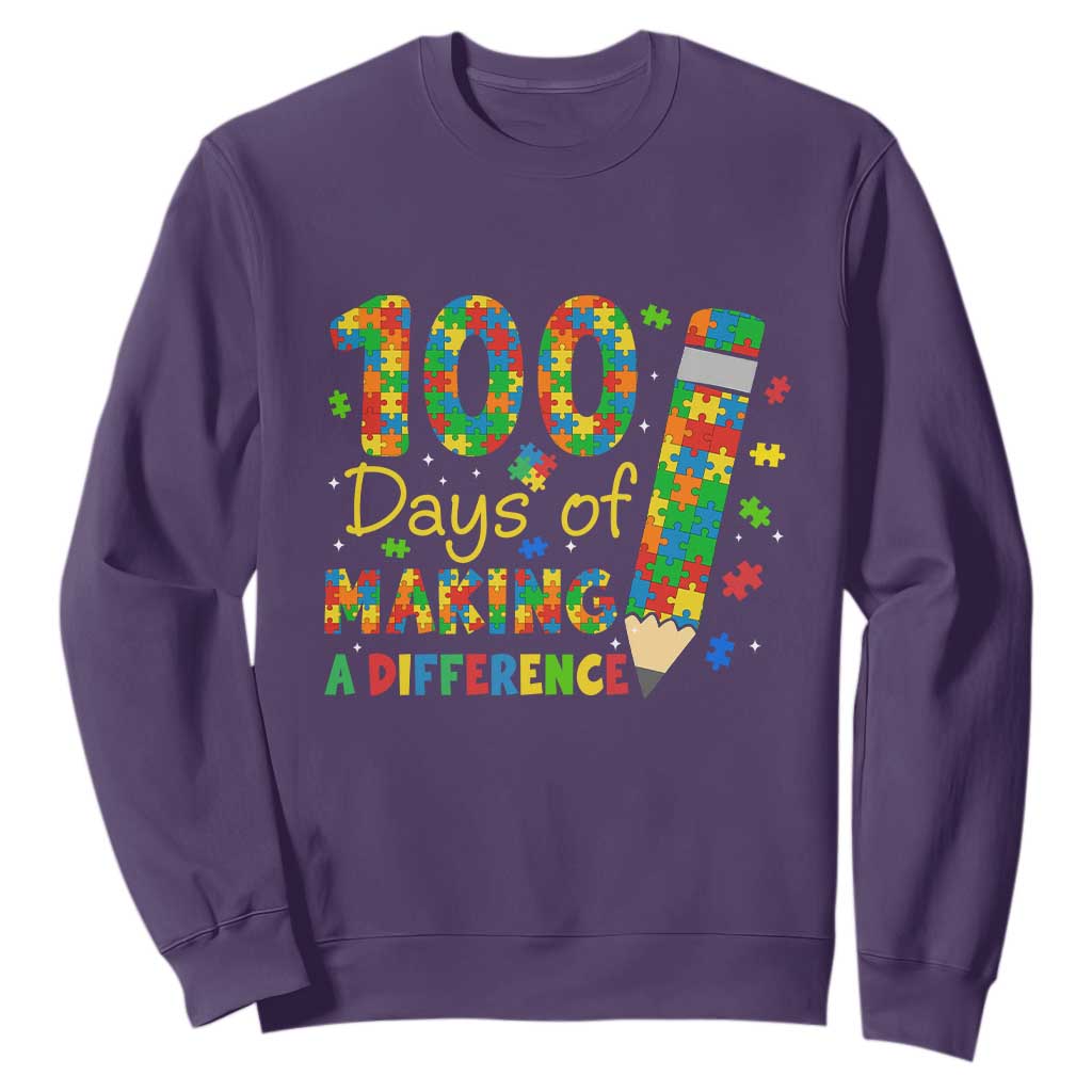Proud Autism Teacher 100 Days Of School Sweatshirt Making A Difference