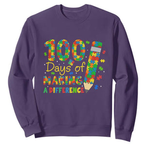 Proud Autism Teacher 100 Days Of School Sweatshirt Making A Difference