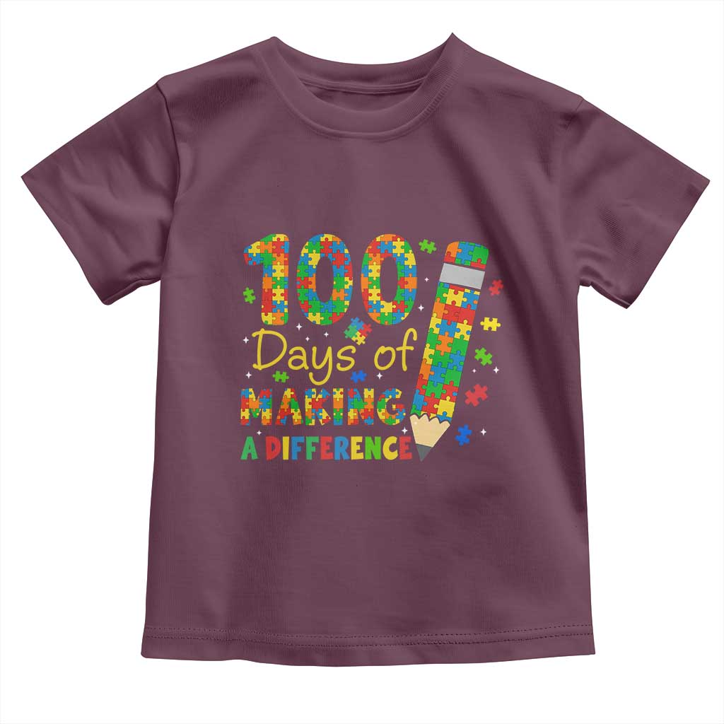 Proud Autism Teacher 100 Days Of School Toddler T Shirt Making A Difference