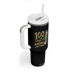 Proud Autism Teacher 100 Days Of School Tumbler With Handle Making A Difference