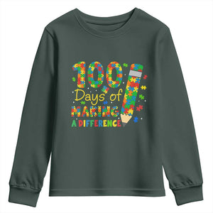 Proud Autism Teacher 100 Days Of School Youth Sweatshirt Making A Difference