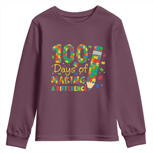 Proud Autism Teacher 100 Days Of School Youth Sweatshirt Making A Difference