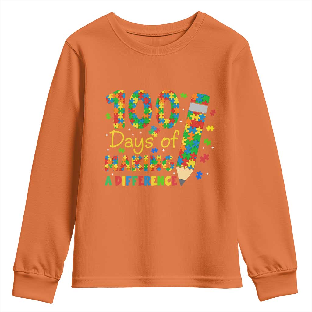 Proud Autism Teacher 100 Days Of School Youth Sweatshirt Making A Difference